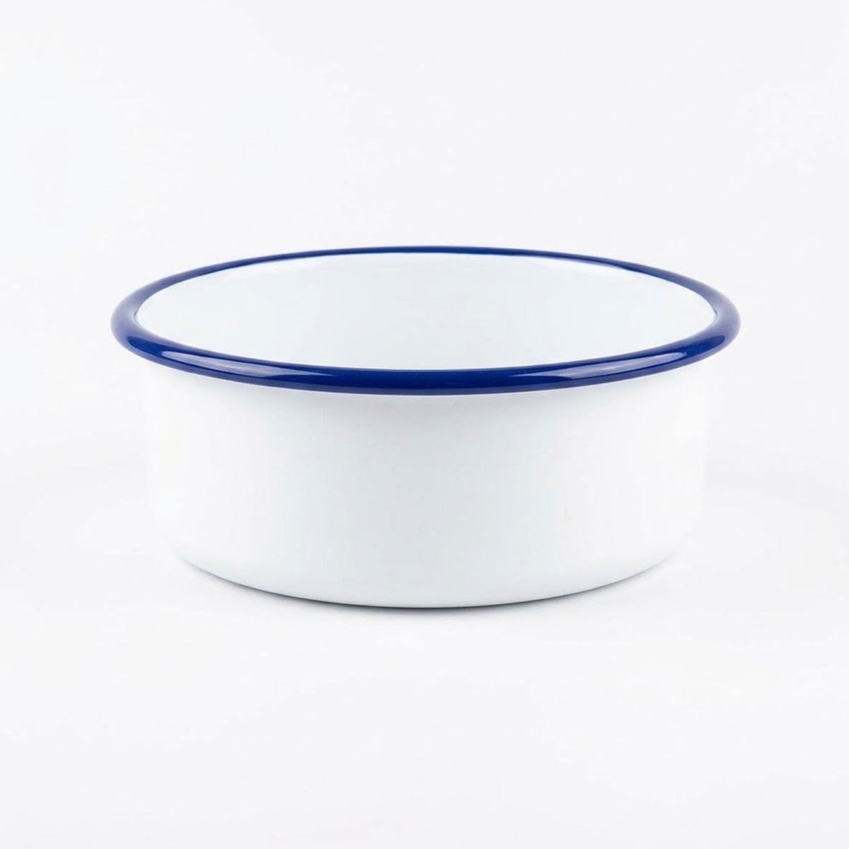 Çamlıca Home kobalt mavi kordon biyeli beyaz 18 cm orta boy emaye saklama kabı ve kase