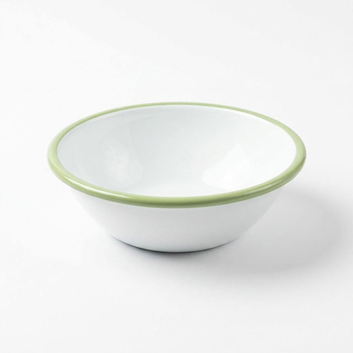 Çamlıca Home beyaz renkli mint kordonlu 20 cm emaye salata ve sunum kasesi
