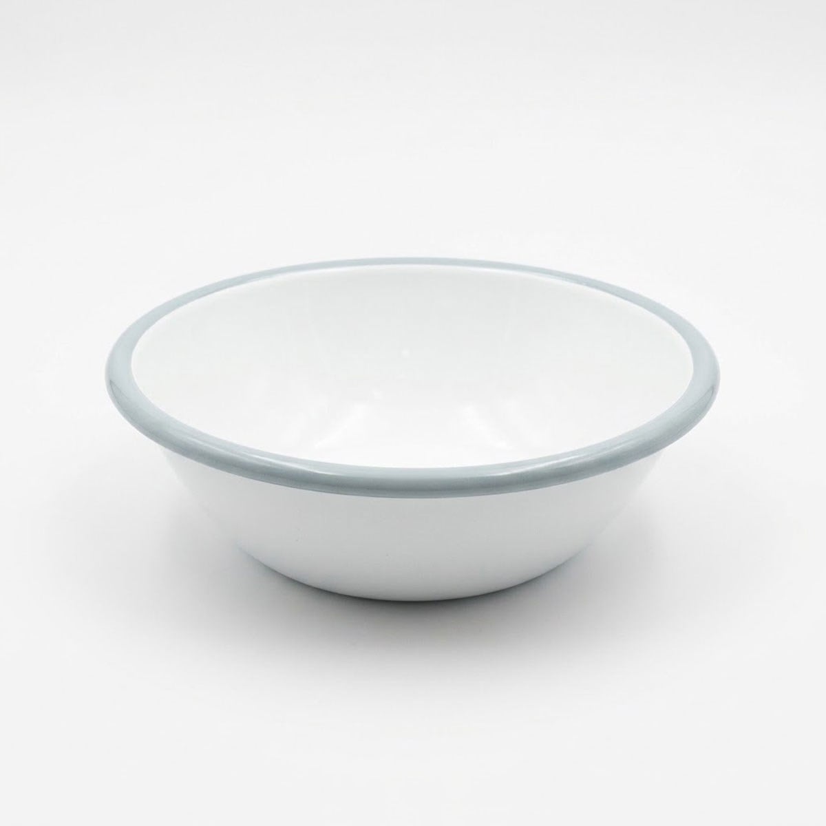 Çamlıca Home beyaz renkli toz mavi kordonlu 20 cm emaye salata ve sunum kasesi