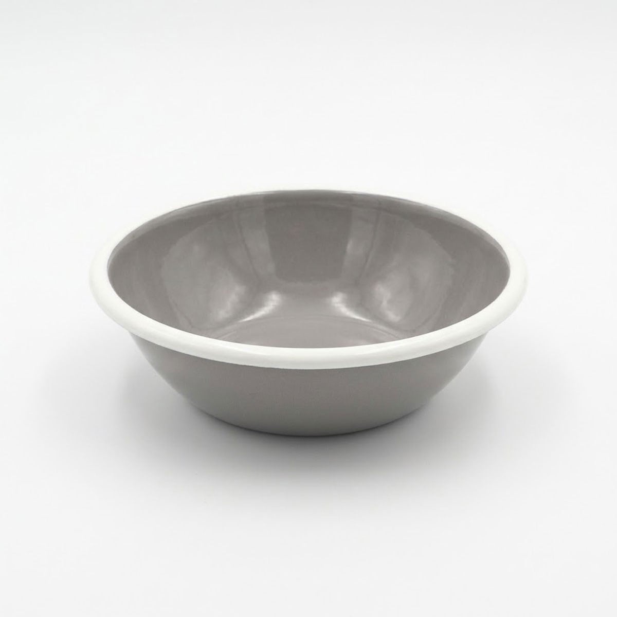 Çamlıca Home gri renkli beyaz kordonlu 20 cm emaye salata ve sunum kasesi