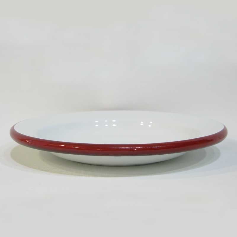 Emaye Tabak 23 cm Çukur Kırmızı