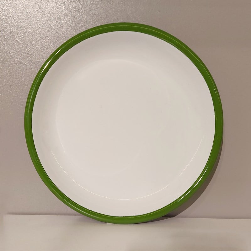 Emaye Tatlı Tabağı 17 cm Çimen Yeşili - çimen-yeşili-detaylı-emaye-pasta-tabağı-17-cm