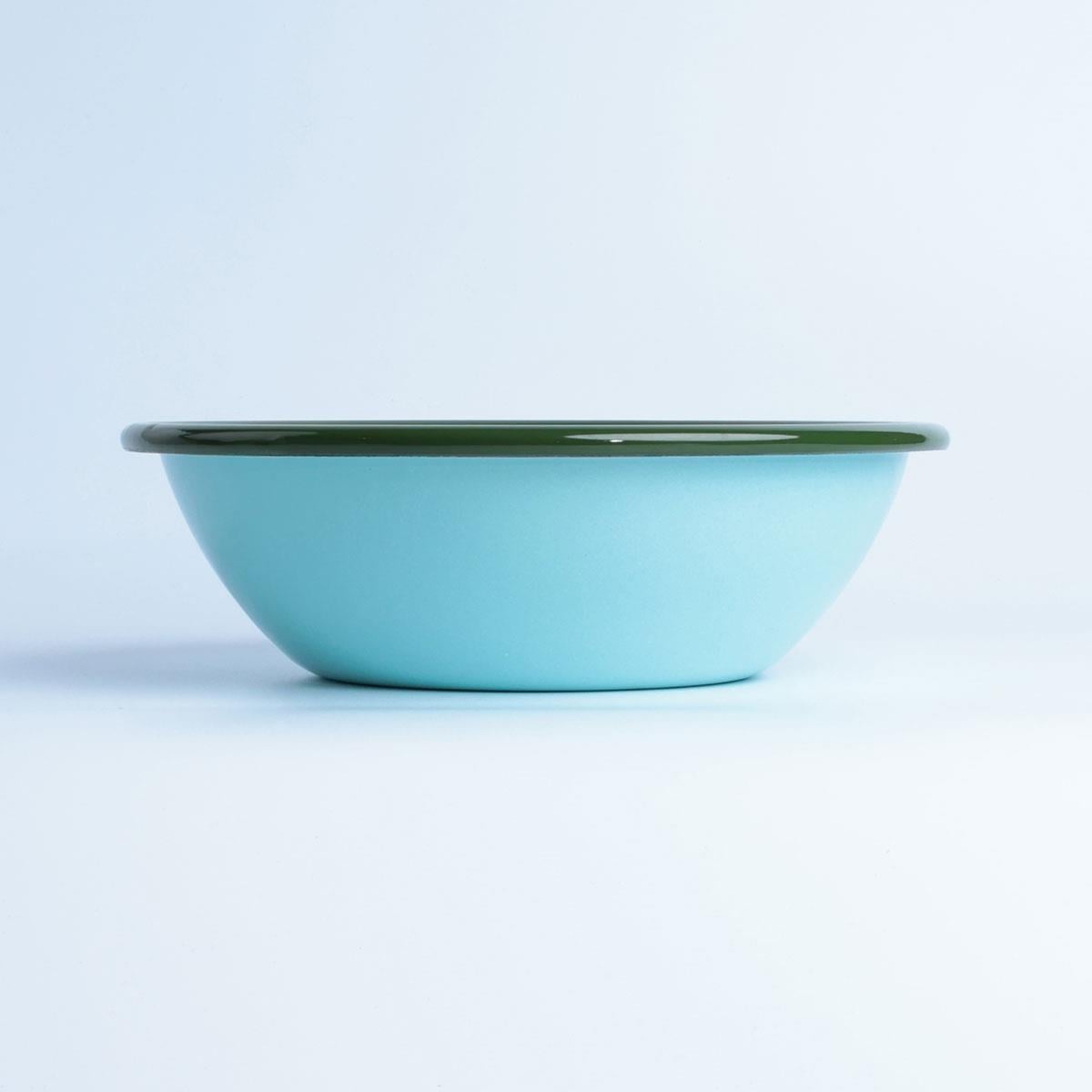 Emayra Emaye Salata Kasesi 20 cm Gök Mavi Kordon Yeşil - Yan Görünüm