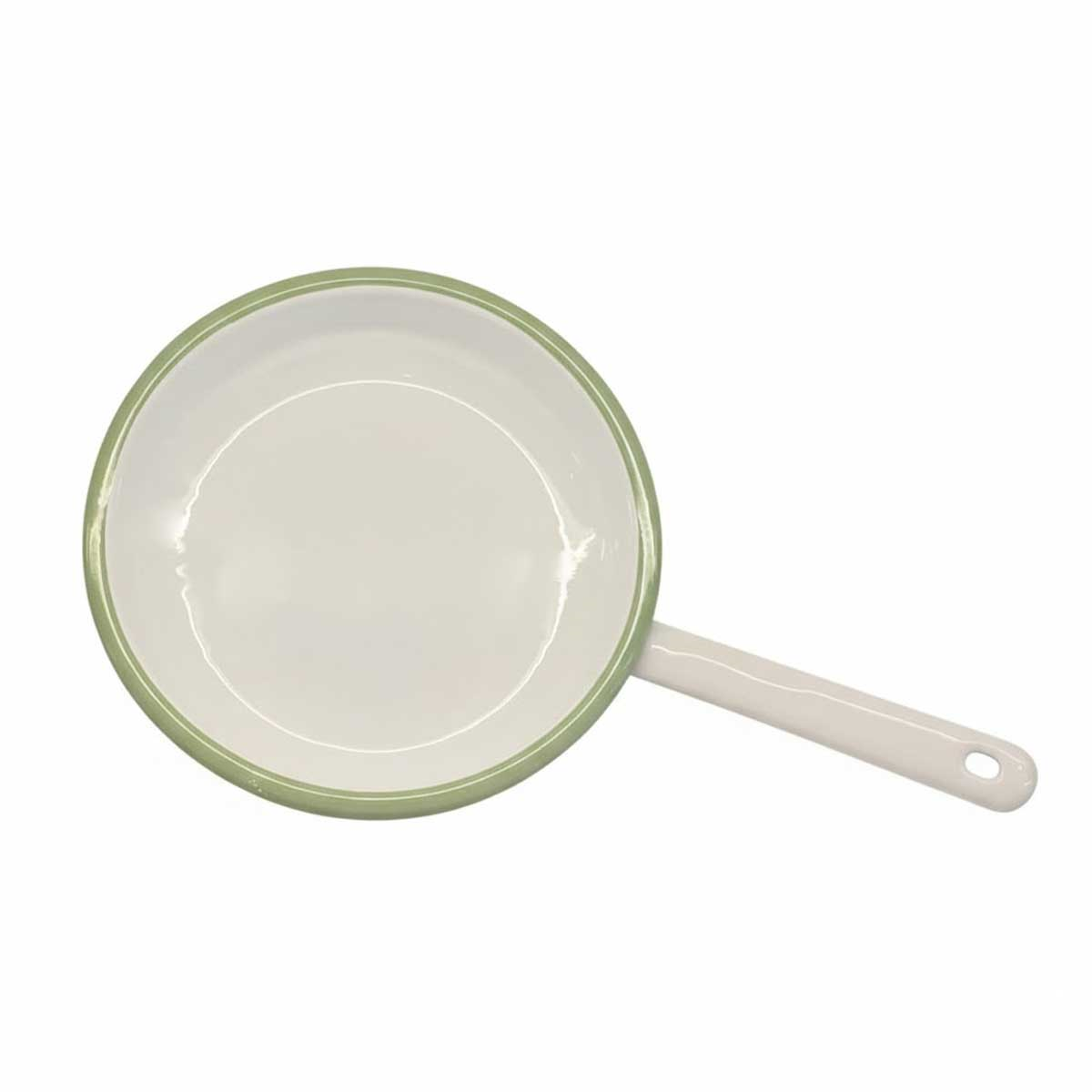 Mint yeşili dış yüzeyli ve beyaz kordon detaylı 20 cm Emayra çok amaçlı emaye pişirme tavası