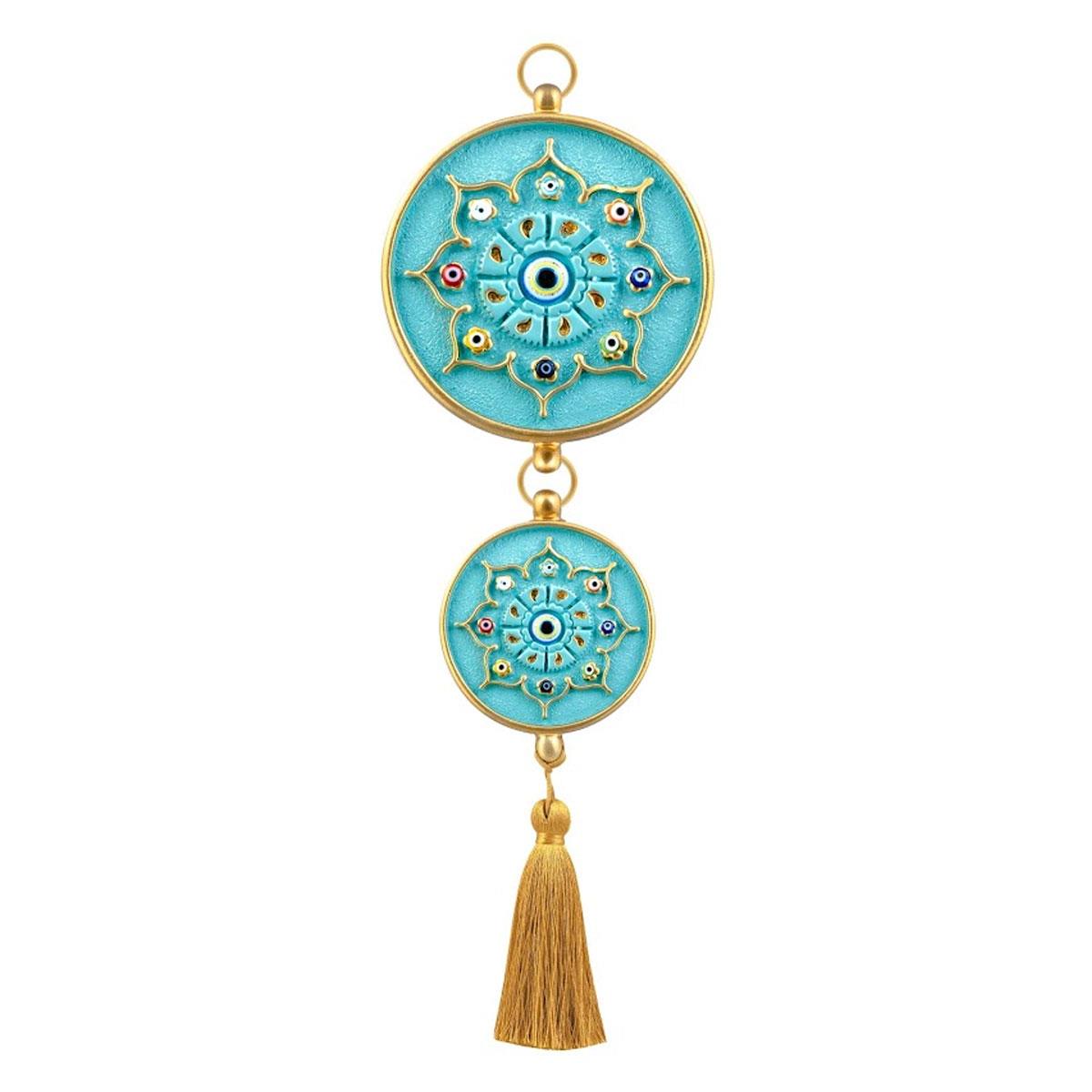 Nazar boncuklu duvar süsü Emayra Açık Turkuaz Yıldız Motifli - Çamlıca Home
