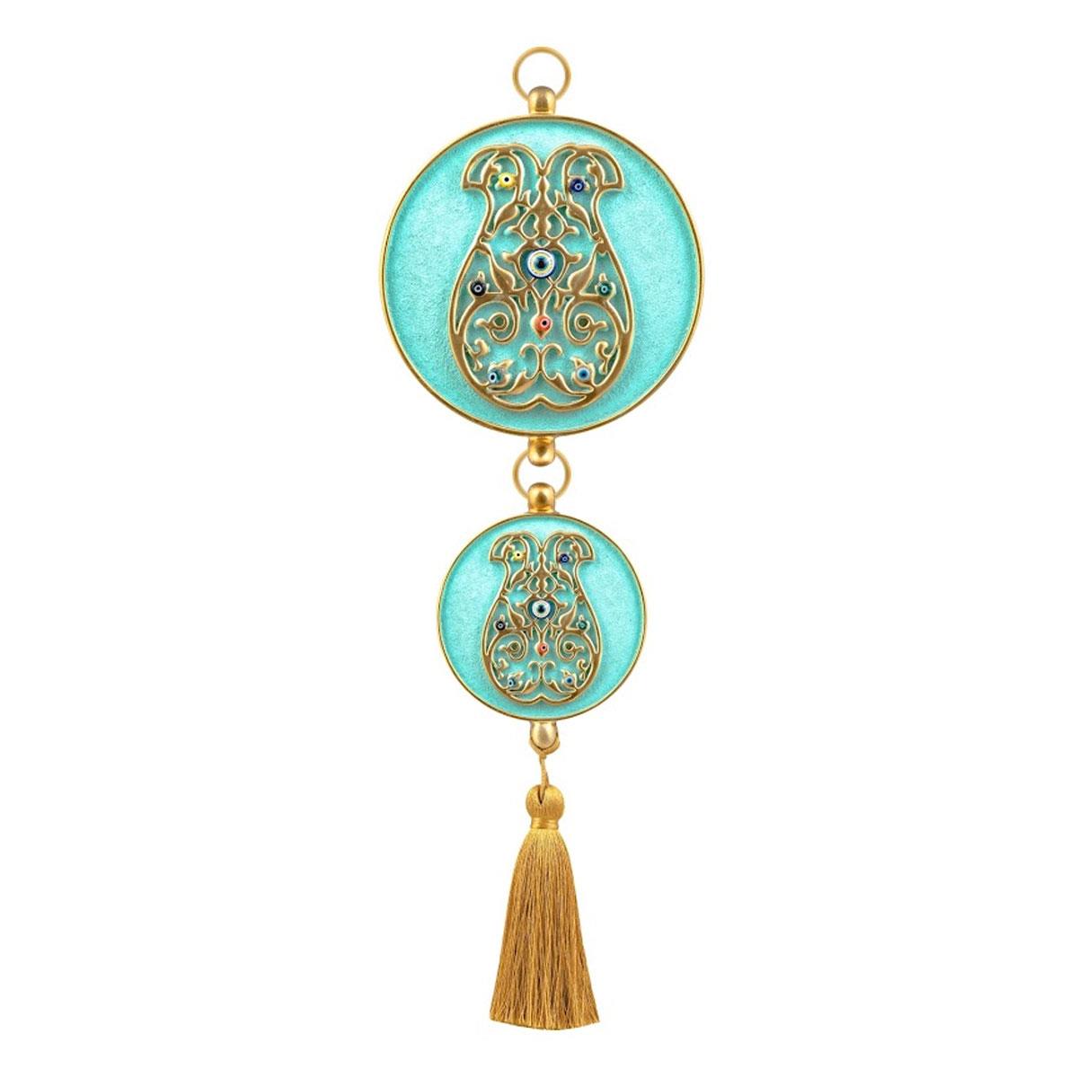 Nazar boncuklu duvar süsü Emayra Nil Yeşili Kaftan Motifli Püsküllü - Çamlıca Home