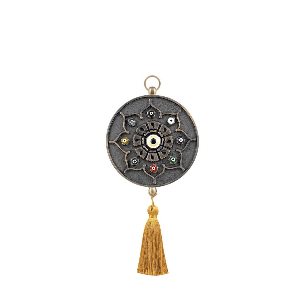 Emayra Tekli Nazar Boncuklu Duvar Süsü, kahve rengi ve yıldız motifli