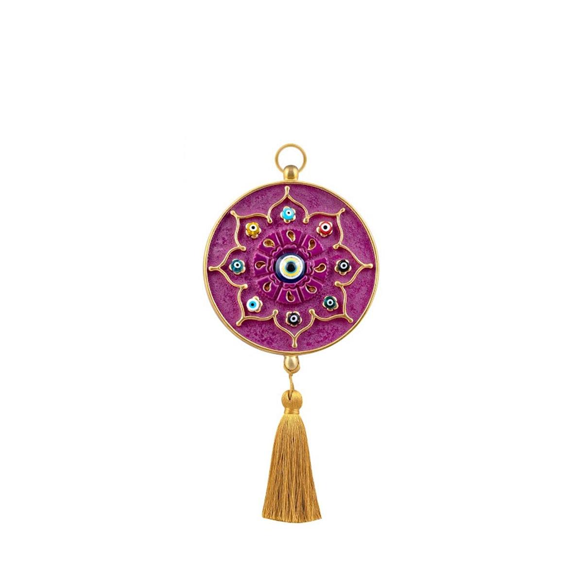 Emayra Tekli Nazar Boncuklu Duvar Süsü, ametist rengi ve yıldız motifli