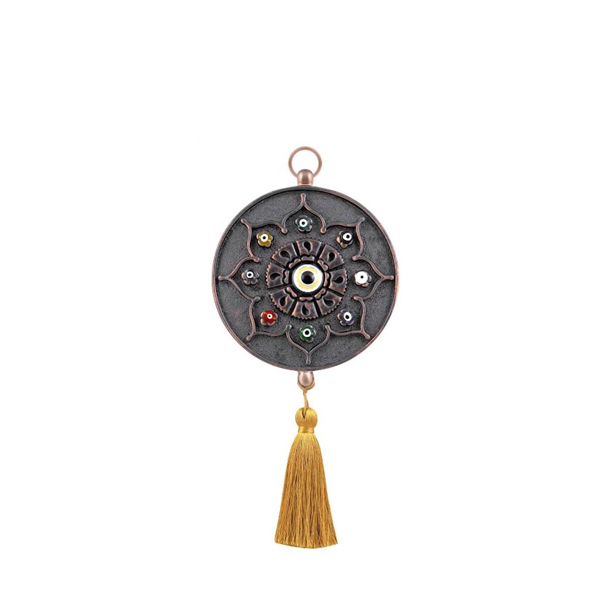 Emayra Tekli Nazar Boncuklu Duvar Süsü, füme bakır rengi ve yıldız motifli