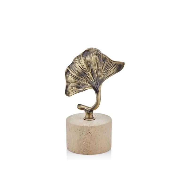 Evza Mermer Kaideli Gingko Bronz Traverten 21 cm - Seta Bianca