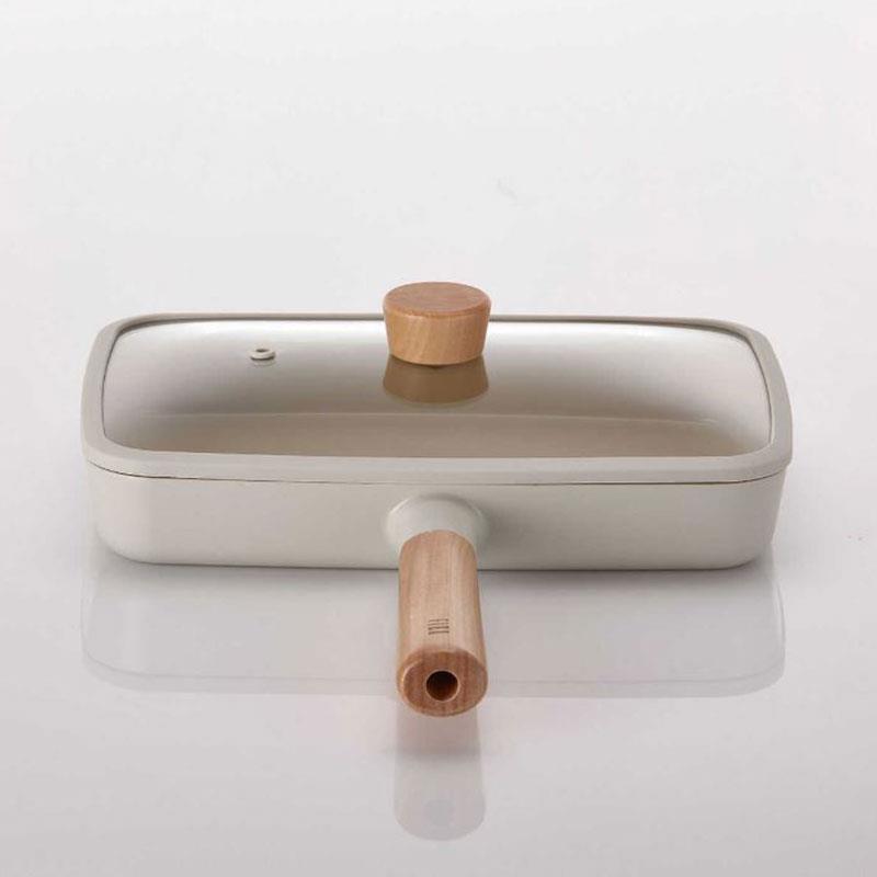 Fika Dikdörtgen Tava 29 cm Cam Kapaklı Bej - NEOFLAM