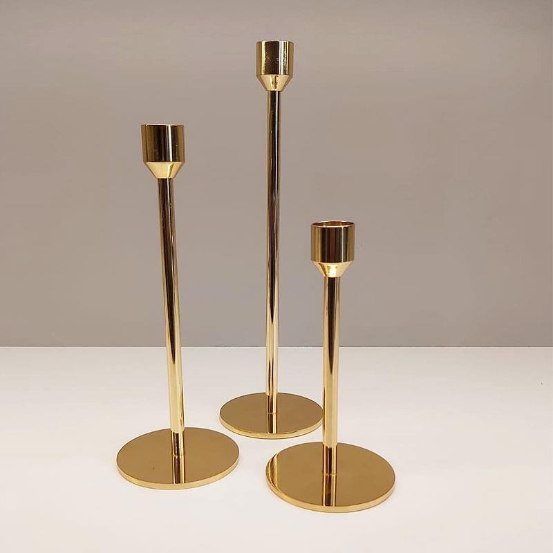 Hera 3'lü Mumluk Parlak Gold - Hera