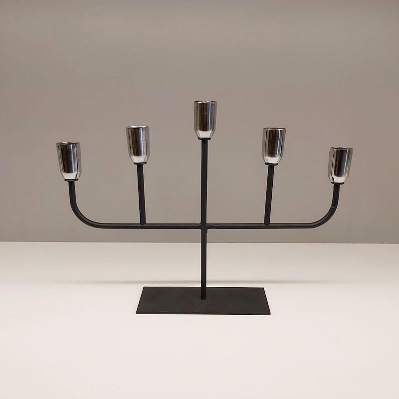 Hera 5'li D.Ayaklı Mumluk Siyah Krom - Hera