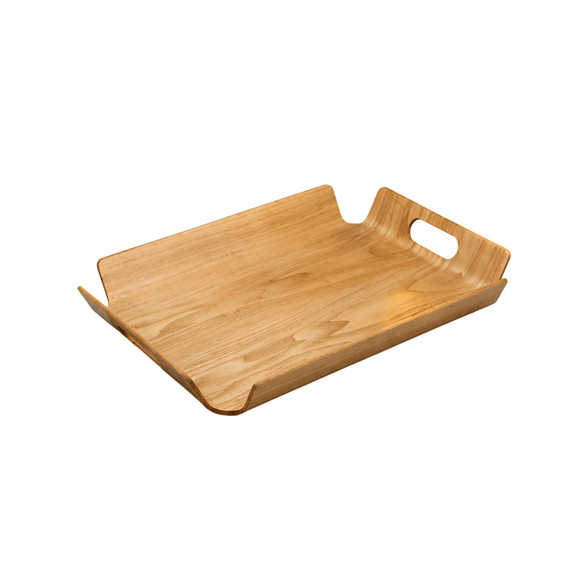 Çamlıca Home İskandinav bükme doğal ahşap kulplu servis tepsisi 39.5x28.5 cm