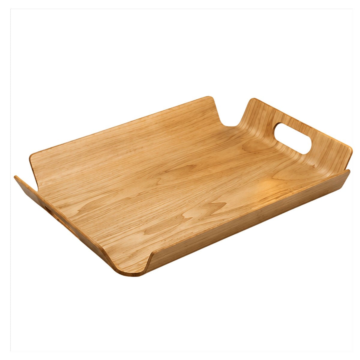 Çamlıca Home İskandinav bükme doğal ahşap kulplu servis tepsisi 44x33 cm