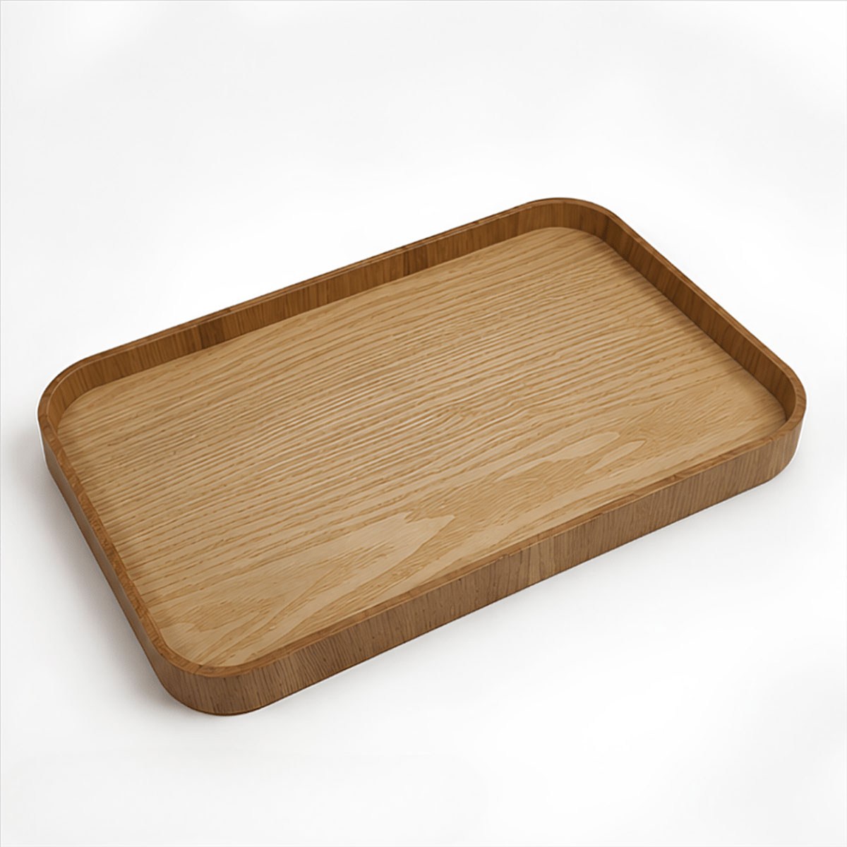 Çamlıca Home İskandinav kavisli kenarlıklı doğal ahşap sehpa tepsisi 40x24 cm