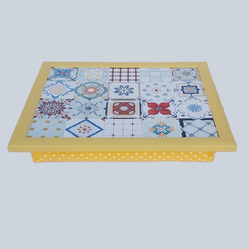 Keyif Tepsisi 47 x 37 cm Çini Sarı Çerçeve - T-Tray