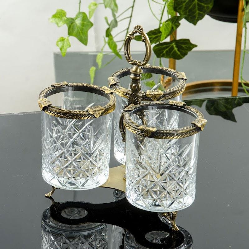 Kristal 3'lü Kaşıklık Bronz - Çamlıca Home