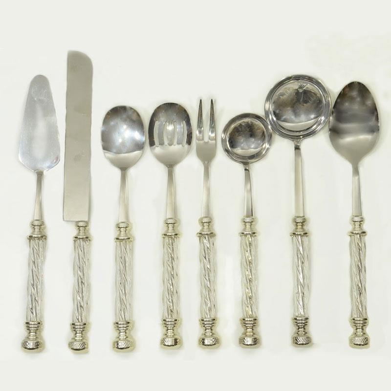 Kristal 8 Parça Servis Seti Gümüş - Çamlıca Home