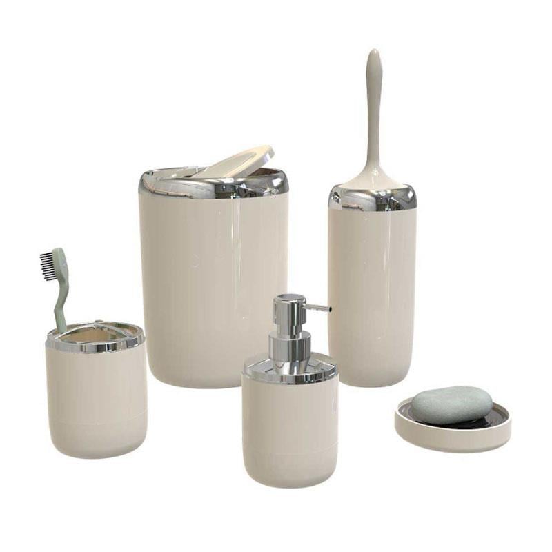 Lima XL Krom Dekorlu Banyo Seti Bej - Primanova