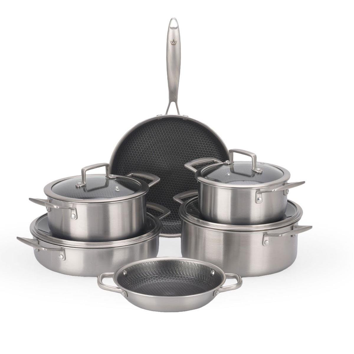 Maxx Doria Steel Fusion 10 Parça Çelik Tencere Seti, Petek Tabanlı Tava ve Tencere Takımı, İndüksiyon Uyumlu