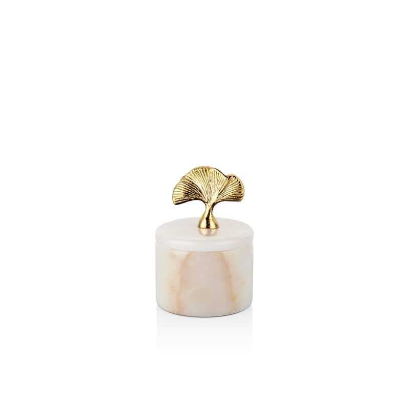 Mermer Kaideli Dekor Kutu Ginkgo 13 cm - Seta Bianca
