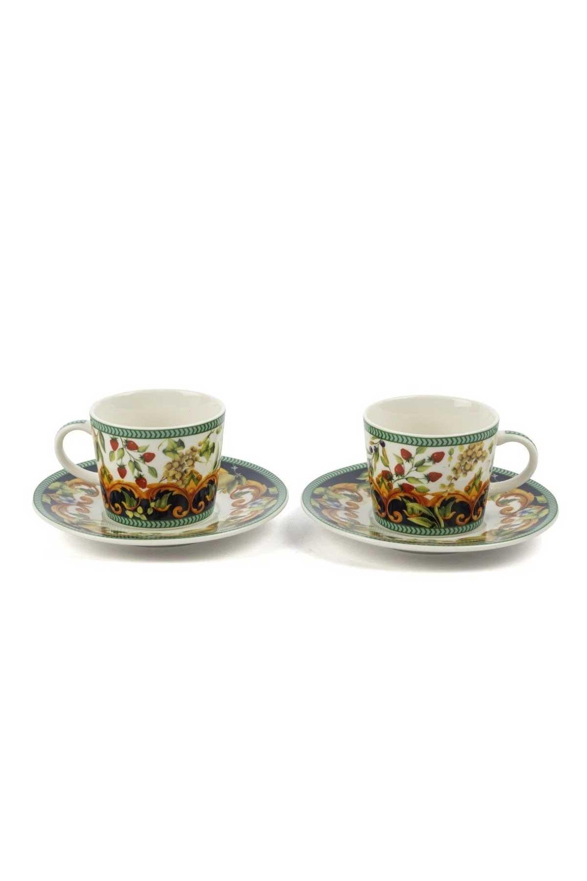 Mikasa Moor Capri Flora meyve desenli 2'li porselen kahve fincanı seti 90 cc - Çamlıca Home