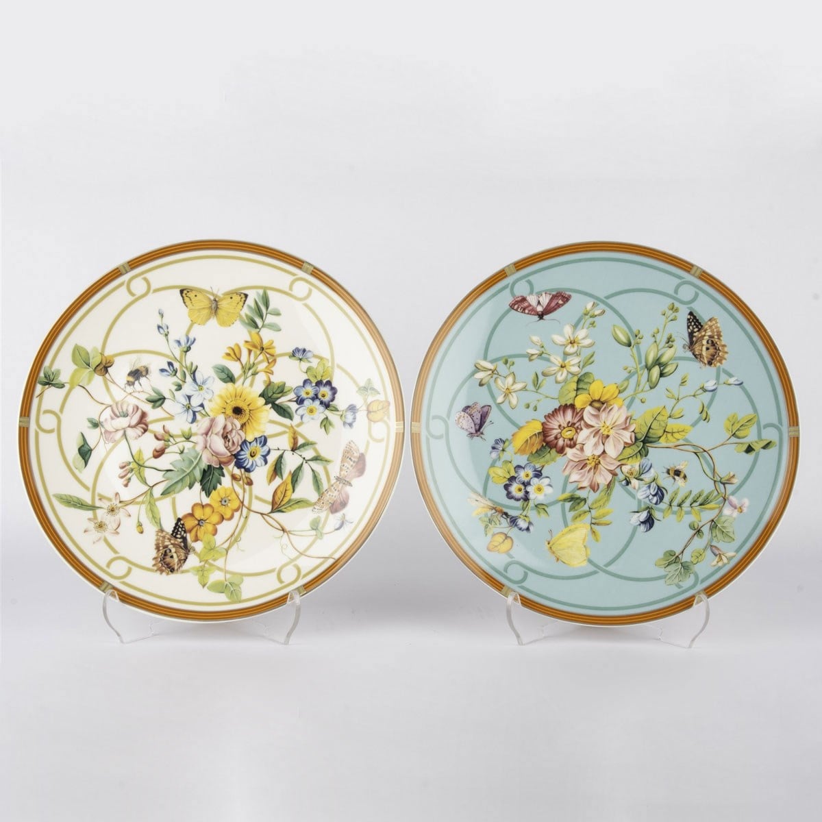 Mikasa Moor Gardenia Luxe 2'li çiçek desenli 20 cm porselen tatlı ve pasta tabağı seti, lüks ikram tabağı modelleri.