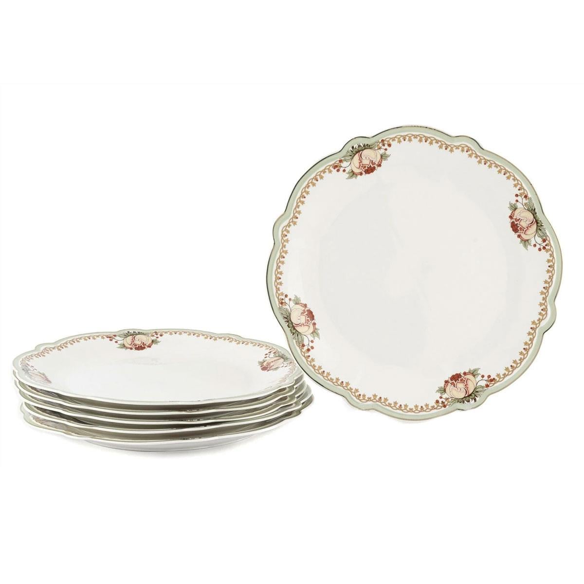 Mikasa Moor Mystic Floral 6'lı Porselen Servis Tabağı 27 cm - Oymalı Kenar ve Çiçek Deseni