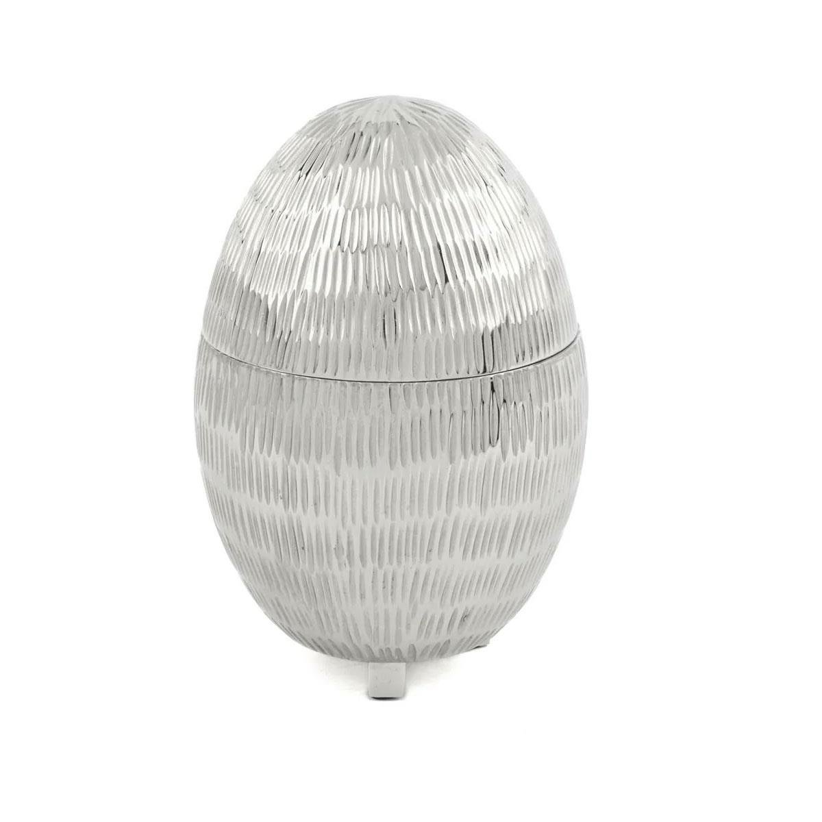 Mikasa Moor Saige 13x20 cm Gümüş Yeşil Metal Egg Kutu - Dekoratif Takı Kutusu