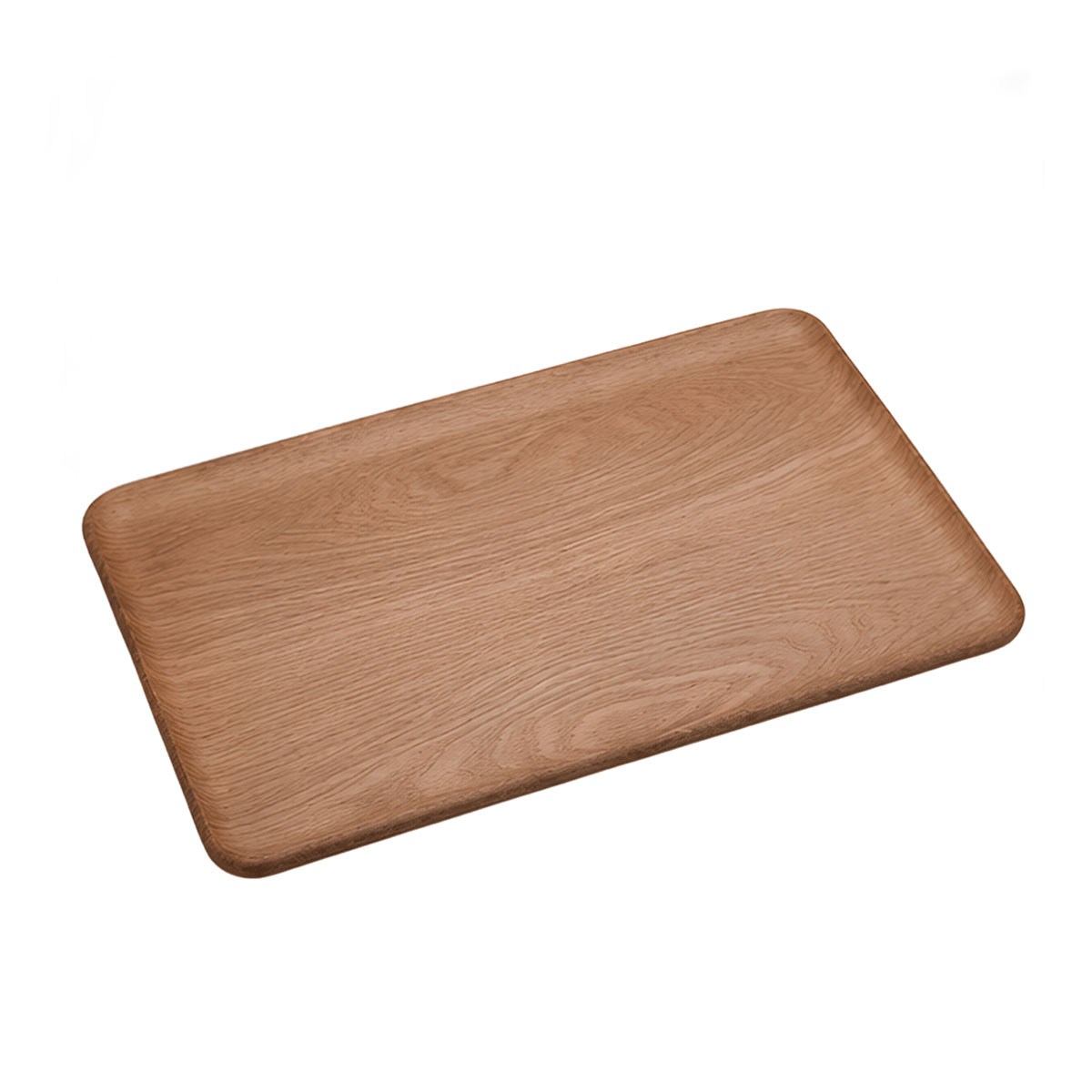 Çamlıca Home İskandinav kavisli doğal meşe ahşap sunum tepsisi 27x20 cm