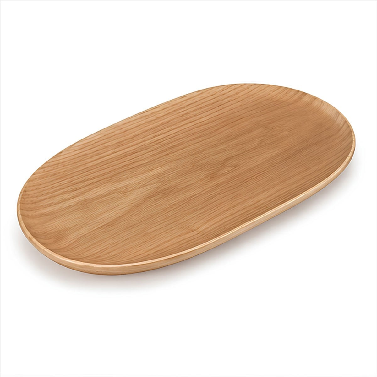 Çamlıca Home İskandinav oval doğal meşe dokulu ahşap sehpa tepsisi 40x25 cm
