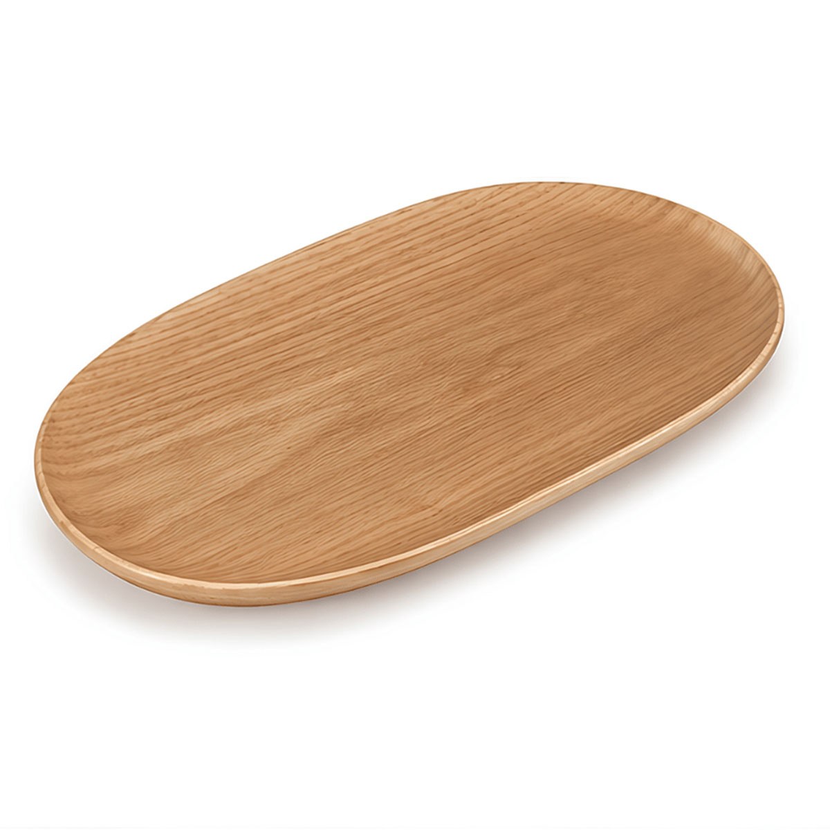 Çamlıca Home İskandinav oval doğal meşe dokulu ahşap sehpa tepsisi 35x18 cm