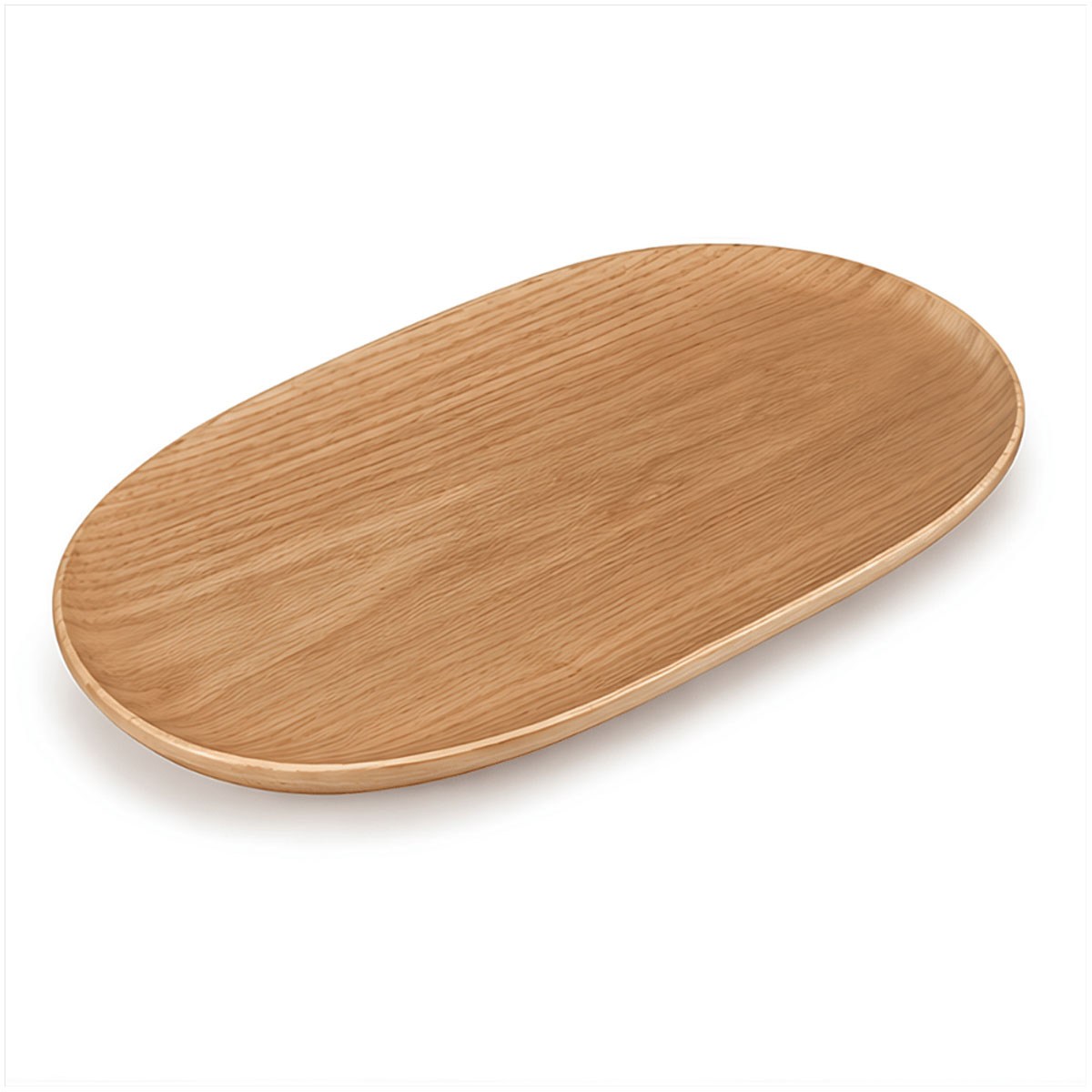 Çamlıca Home İskandinav oval doğal meşe dokulu ahşap sehpa tepsisi 31x15 cm