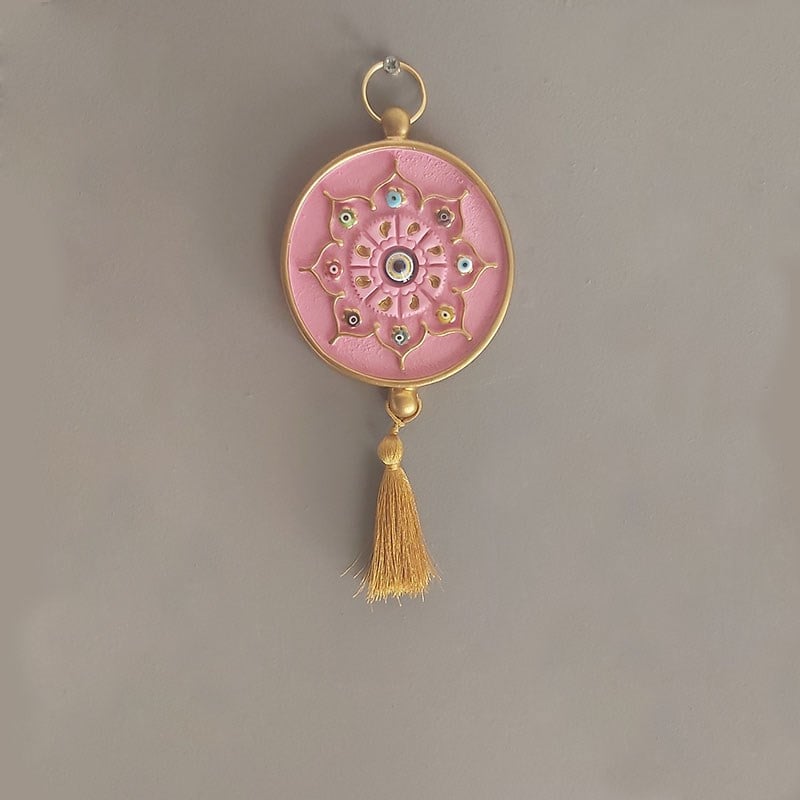 Nazar Boncuklu Mini Duvar Süsü Pembe M1 - Kare Home