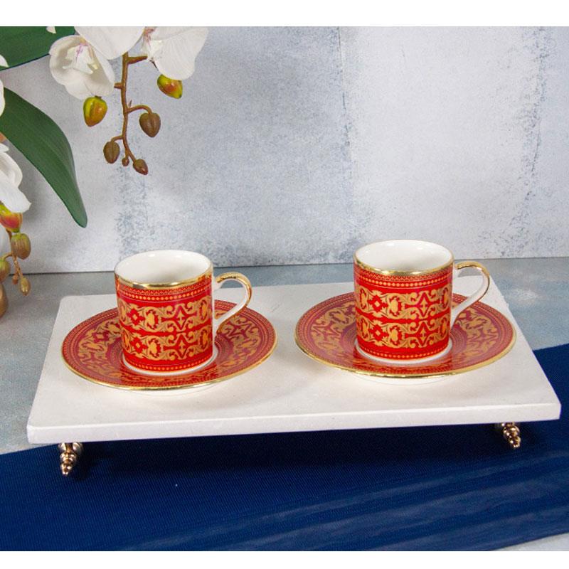 Ottoman Kırmızı 2'li Kahve Fincanı Takımı - Mondecor