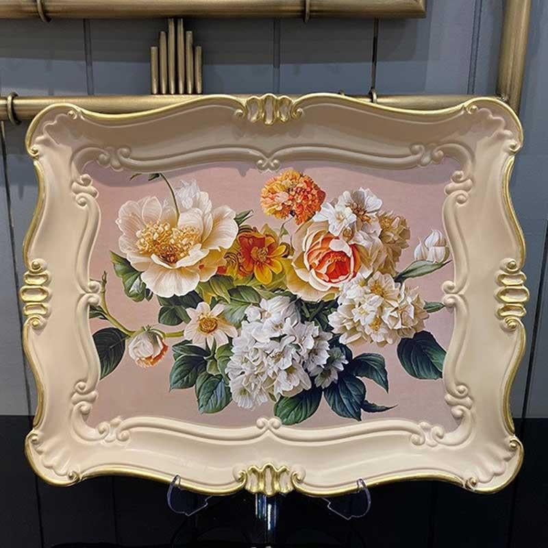 Pembe Şakayık Gold Tepsi Büyük - Mondecor