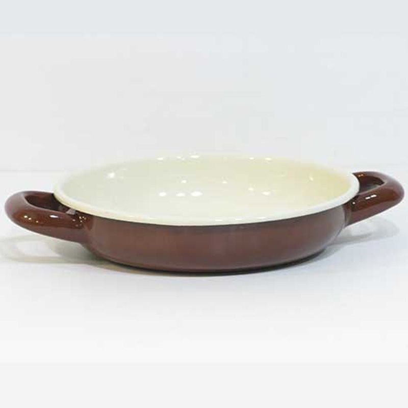 Renkli Emaye Sahan 18 cm Kahverengi