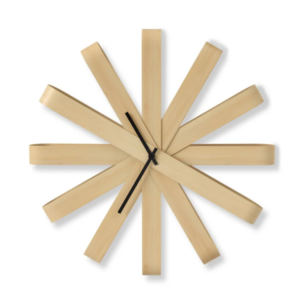 Ribbonwood Duvar Saati Doğal Renk Çap: 50 cm - Umbra