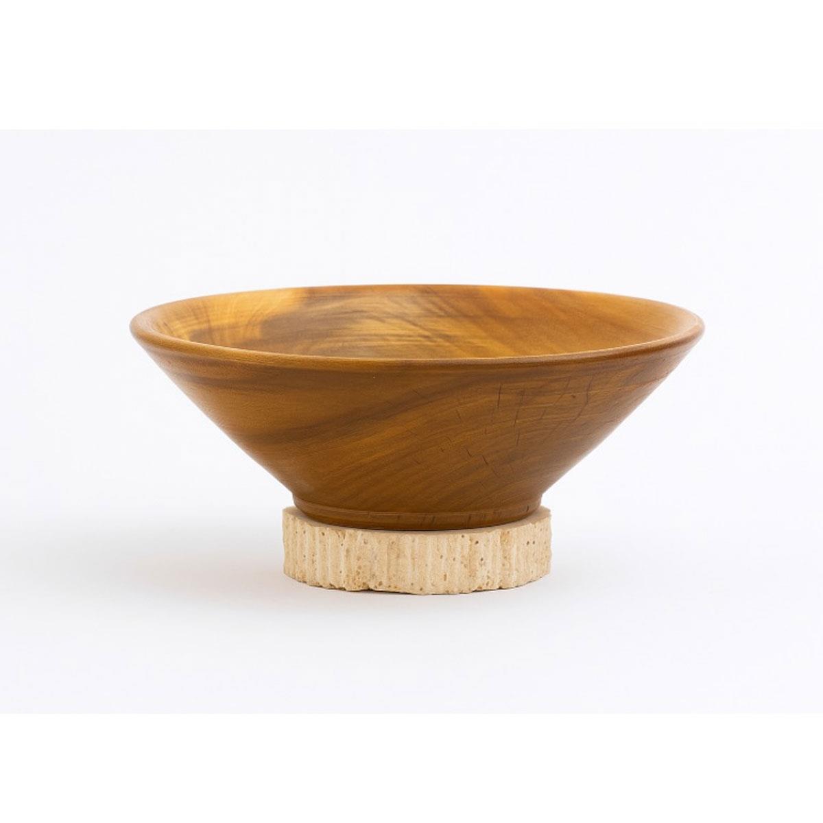 Seta Bianca Evza Natura 27 cm Akasya Kase - Traverten Kaideli Dekoratif Ahşap Obje