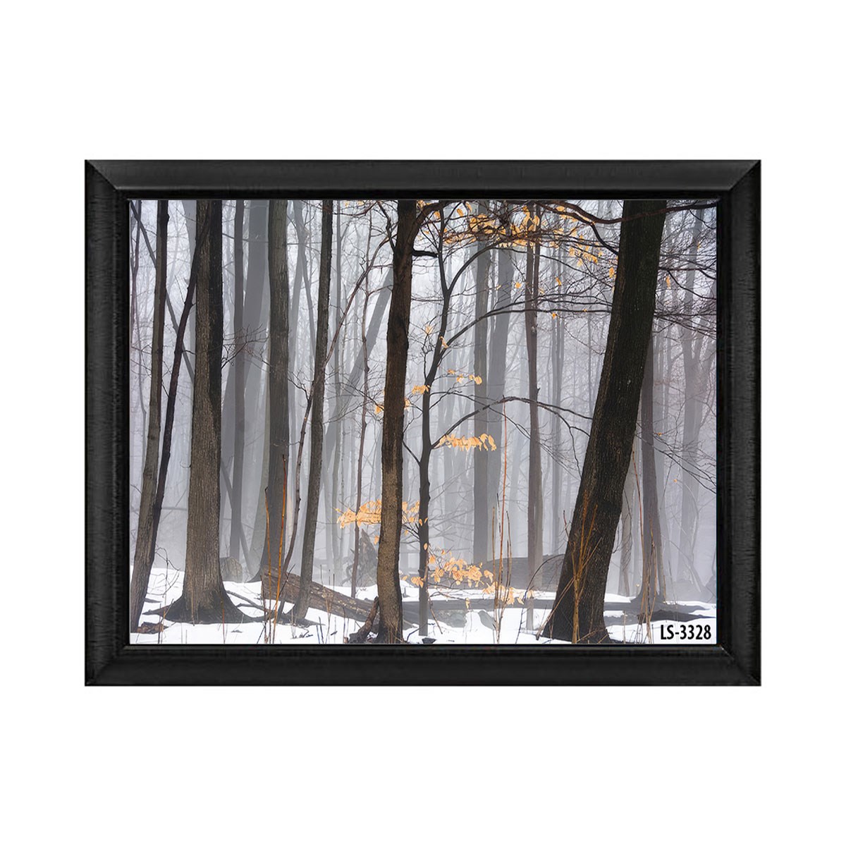 Modern ofis ve minimal koridorlar için ağaç dallı net siyah çerçeveli kış tablosu ls-3328 Çamlıca Home