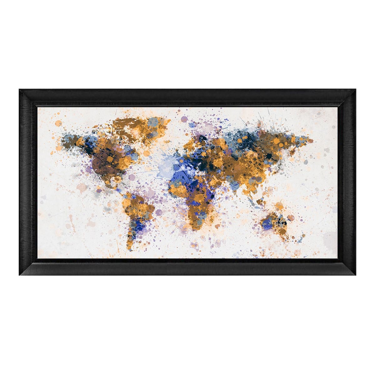 Açık zeminle güçlü kontrast oluşturan mat siyah profilli 60x120 cm soyut harita tablosu gn-2271 Çamlıca Home