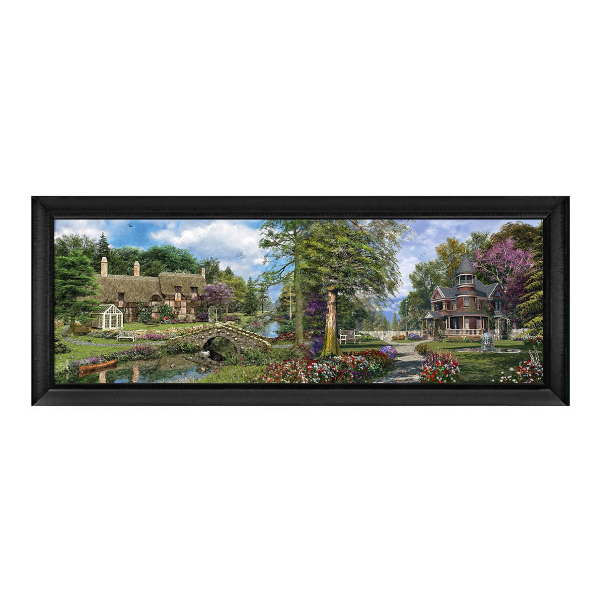 Büyük metrekareli mekanlarda derinlik sağlayan modern mat siyah çerçeveli panoramik tablo ls-2583 Çamlıca Home