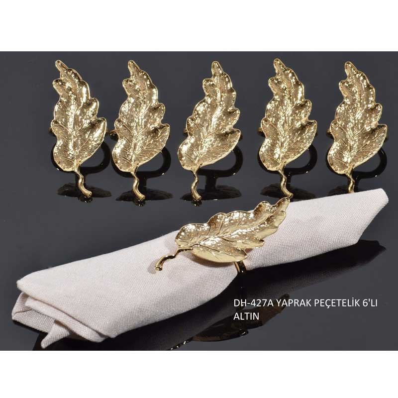 Yaprak Peçetelik 6'lı Altın - Dream Home Accessories