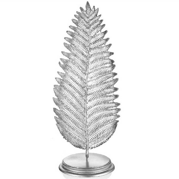 Standlı Yaprak Dekor Gümüş 18 x 44 cm - The Mia