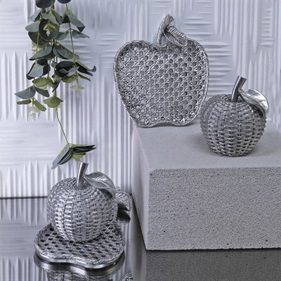 Apple dekoratif tabak gümüş