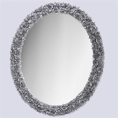 Çiftsıra Güllü Oval Ayna Gümüş