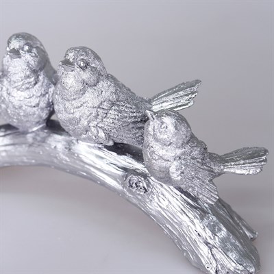 Dalda 4'lü Dekoratif Kuş Gümüş
