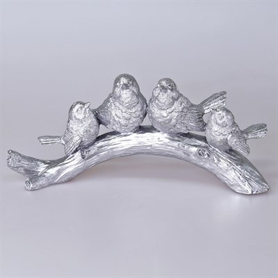 Dalda 4'lü Dekoratif Kuş Gümüş