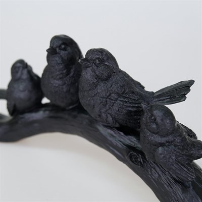 Dalda 4'lü Dekoratif Kuş Siyah